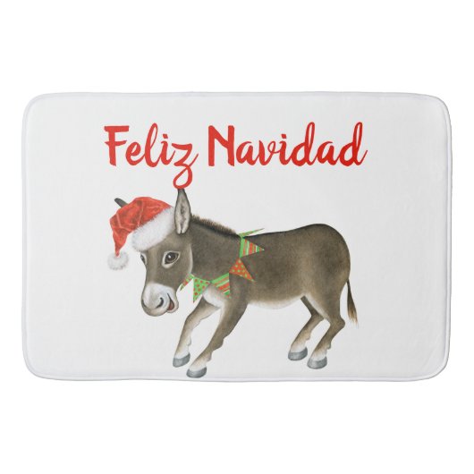 Kerstmis Burro Feliz Navidad  Badmat (Voorkant)
