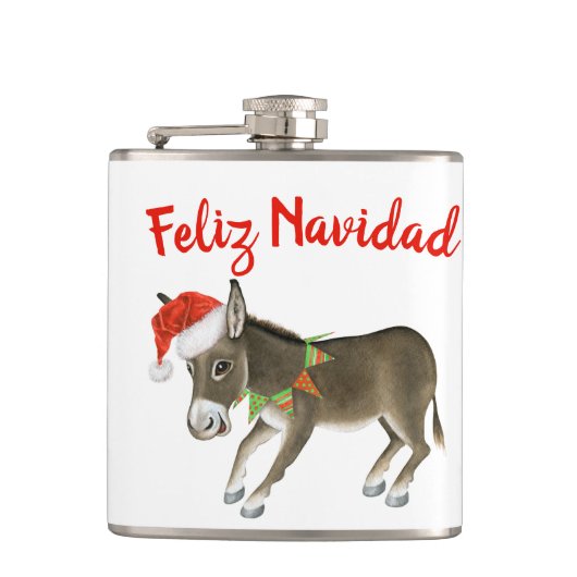 Kerstmis Burro Feliz Navidad  Heupfles (Voorkant)