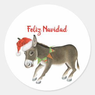 Kerstmis Burro Feliz Navidad  Ronde Sticker