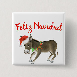 Kerstmis Burro Feliz Navidad  Vierkante Button 5,1 Cm