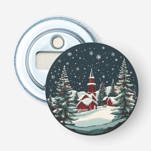 Kerstmis Button Flesopener (Voorkant)