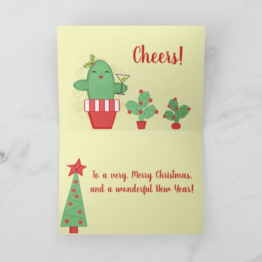 Kerstmis Cactus Paar Custom Groet Kaart (Binnen)