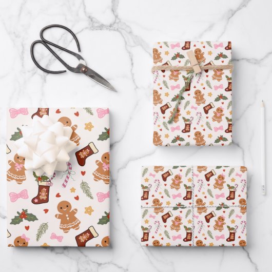 Kerstmis cadeaupapier van gemberkoek vellen (Voorkant)