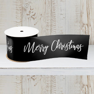 Kerstmis Calligrafie Wit op Zwarte Vakantie Lint