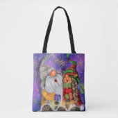 Kerstmis Canvas tas met Happy Gnomes (Voorkant)
