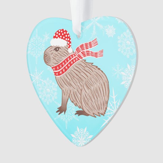 Kerstmis Capybara Lover Funny Heart Shaped Ornament (voorkant)
