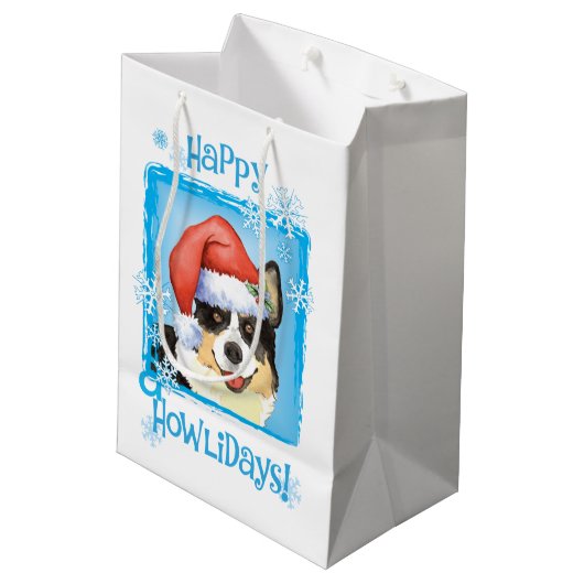 Kerstmis Cardigan Welsh Corgi Medium Cadeauzakje (Achterkant Gekanteld)