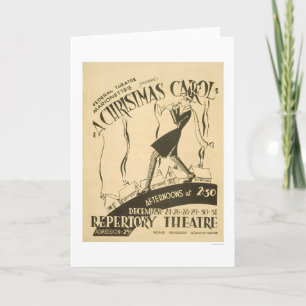 Kerstmis Carol 1938 WPA van Dickens Feestdagen Kaart