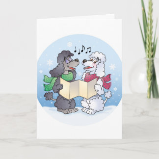 Kerstmis Caroling van poedels Feestdagen Kaart