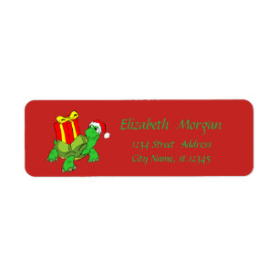 Kerstmis,Cartoon Schildpad,Kerstman Hoed,Cadeau Etiket