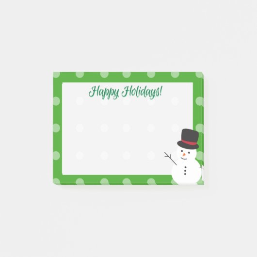 Kerstmis Cartoon Snowman Green Border Post-it® Notes (Voorkant)