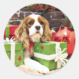 Kerstmis - Cavalier King Charles Spaniel - Klaproo Ronde Sticker