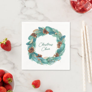 Kerstmis Cheer Turquoise Wreath Servet