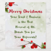 Kerstmis | Cheers Client voor Zakelijk & Referenti Wijn Etiket (Enkel label)