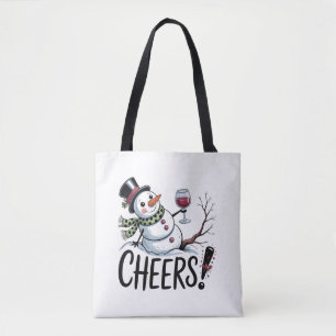 Kerstmis Cheers Sneeuwman Keuken Wijn Keuken Draagtas