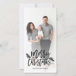 Kerstmis Chic Hand Lettered Foto Feestdagenkaart