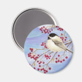 Kerstmis Chickadee Magnet Magneet (Voorkant / Achterkant)