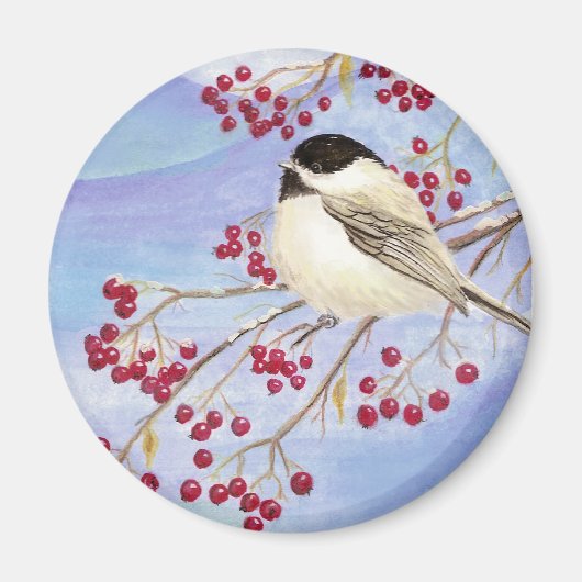 Kerstmis Chickadee Magnet Magneet (Voorkant)