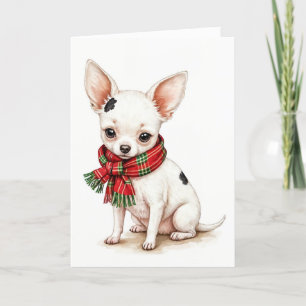 Kerstmis Chihuahua met wintersjaal Kaart