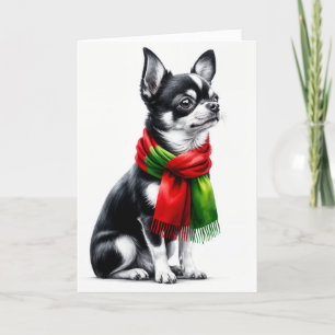 Kerstmis Chihuahua met wintersjaal Kaart