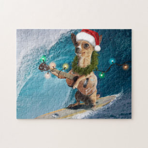 Kerstmis Chihuahua Surfing Legpuzzel