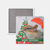 Kerstmis Chipmunk Santa Schattigee vakantie Magneet (Voorkant / Achterkant)
