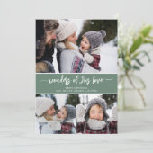 Kerstmis Christelijk Drie Foto Modern Feestdagenkaart (Staand voorkant)