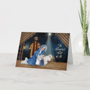 Kerstmis, Christelijk, Manger Scene, Mary, Joseph Kaart