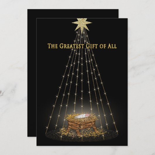 Kerstmis Christelijke Manger Greeting Feestdagenkaart (Voorkant / Achterkant)