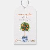Kerstmis Citrus Botanische Bloemen Cadeaulabel (Voorkant)