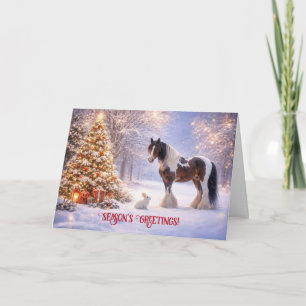 Kerstmis Clydesdale Paard Seizoensgroeten Boom Feestdagen Kaart