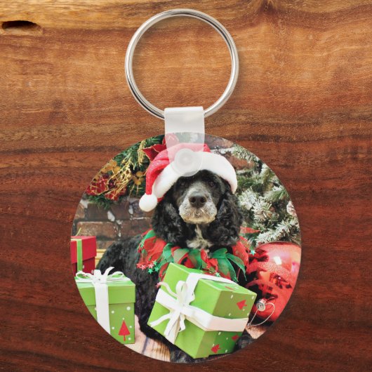 Kerstmis - Cockapoo - Baxter Sleutelhanger (Voorkant)