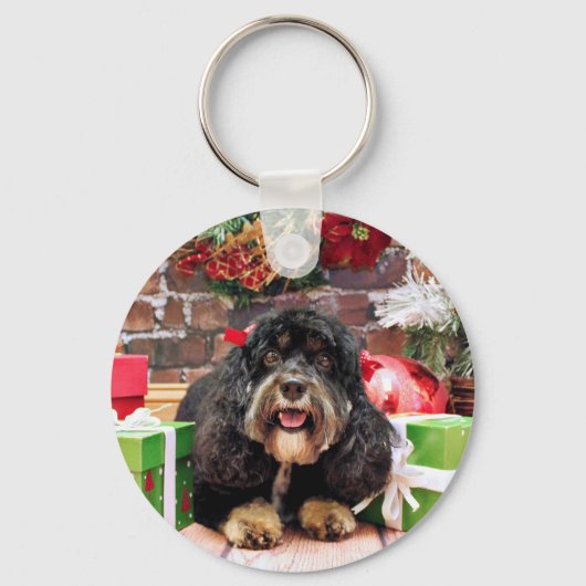 Kerstmis - Cockapoo - Sadie Sleutelhanger (Voorkant)