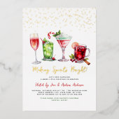 Kerstmis Cocktail Party Making Spirits Bright Folie Uitnodiging (Voorkant)