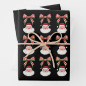 Kerstmis Coquette Bow Santa Xmas Retro Inpakpapier Vel (In situ)