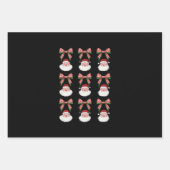 Kerstmis Coquette Bow Santa Xmas Retro Inpakpapier Vel (Voorkant)
