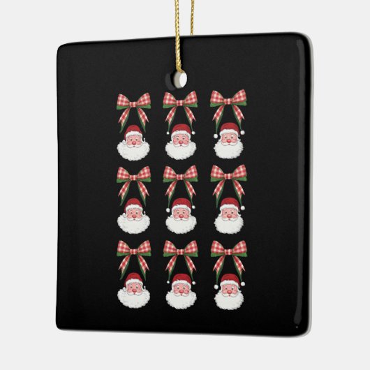 Kerstmis Coquette Bow Santa Xmas Retro Keramisch Ornament (Links)