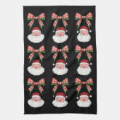 Kerstmis Coquette Bow Santa Xmas Retro Theedoek (Verticaal)