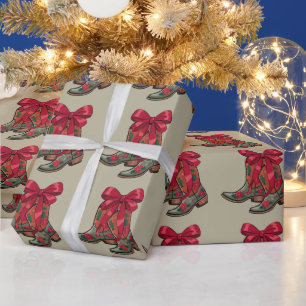 Kerstmis Coquette Laarzen Western Cowgirl Xmas Cadeaupapier