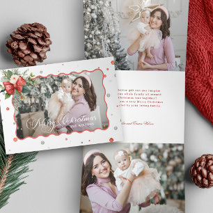 Kerstmis Coquette Strik, Lint Frame 1 Foto Drieluik Wenskaart