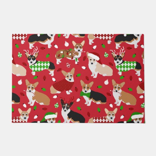 Kerstmis Corgi Dogs Deurmat (Voorkant)