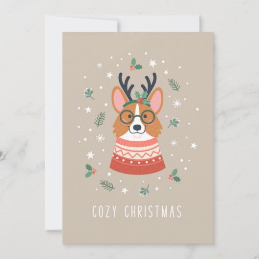 Kerstmis Corgi Feestdagenkaart (Voorkant)