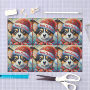 Kerstmis Corgi Hond Puppies Decoupage Tissuepapier