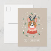 Kerstmis Corgi Krijgt een Knuffel Feestdagenkaart (Voorkant / Achterkant)