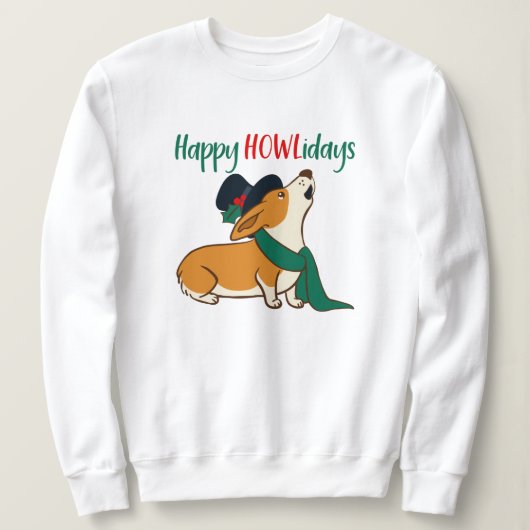 Kerstmis Corgi Singing Sweatshirt (Design voorkant)
