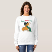 Kerstmis Corgi Singing Sweatshirt (Voorkant volledig)
