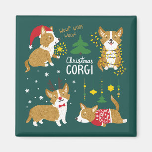 Kerstmis Corgi Wof Wof Wof Magneet