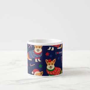 Kerstmis Corgis: feestelijke illustratie. Espresso Kop