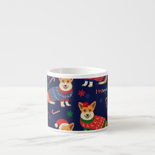 Kerstmis Corgis: feestelijke illustratie. Espresso Kop (Voorkant)