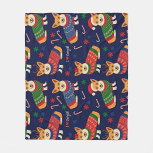 Kerstmis Corgis: feestelijke illustratie. Fleece Deken